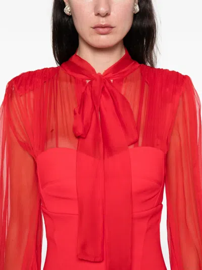 Silk Love & Lace Margot Long-sleeve Maxi Dress In Red