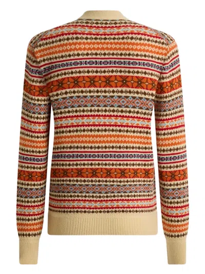 Bally Ribbed-knit Geometric-motif Cardigan In Multi