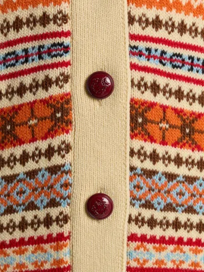 Bally Ribbed-knit Geometric-motif Cardigan In Multi