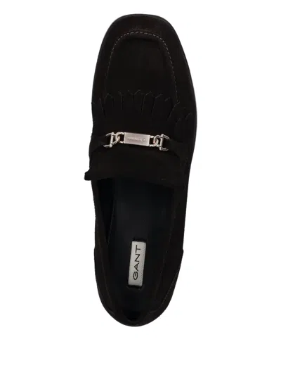 Gant Fringe-detail Loafers In Black