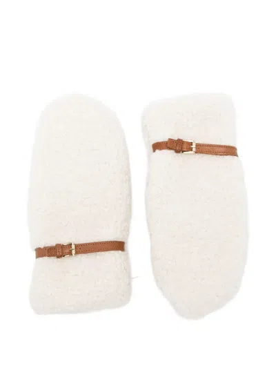 Alpo Buckle Strap Gloves In White