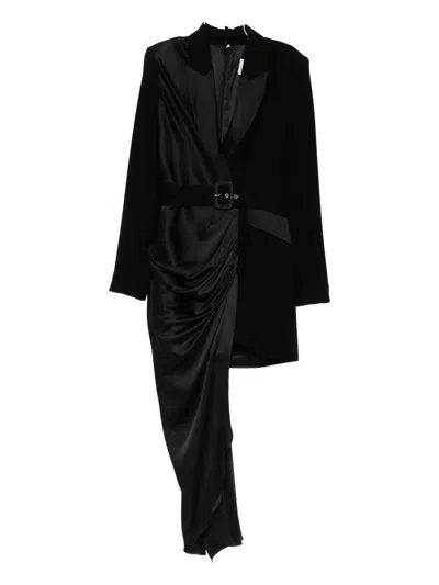 Silk Love & Lace Alexa Belted Mini Dress In Black