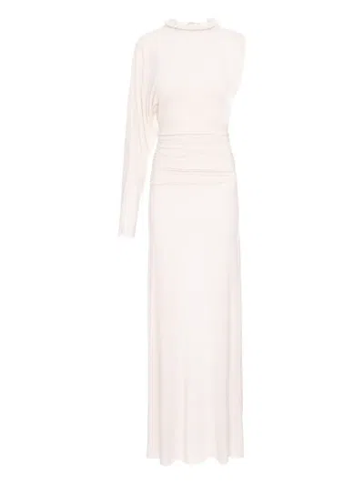 Manurí Didi One-sleeve Ruffled Dress In White