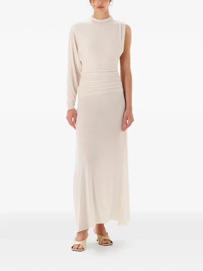 Manurí Didi One-sleeve Ruffled Dress In White