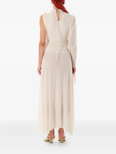 Manurí Didi One-sleeve Ruffled Dress In White