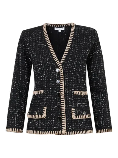 Veronica Beard Ceriani Sequin-embellished Tweed Jacket In Black