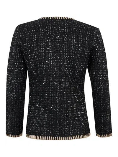 Veronica Beard Ceriani Sequin-embellished Tweed Jacket In Black