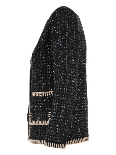 Veronica Beard Ceriani Sequin-embellished Tweed Jacket In Black