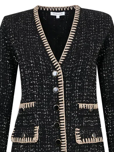 Veronica Beard Ceriani Sequin-embellished Tweed Jacket In Black