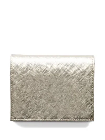 Prada Small Triangle-logo Leather Wallet In Brown