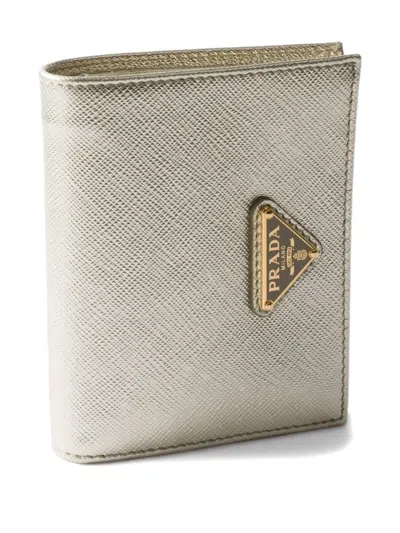 Prada Small Triangle-logo Leather Wallet In Brown