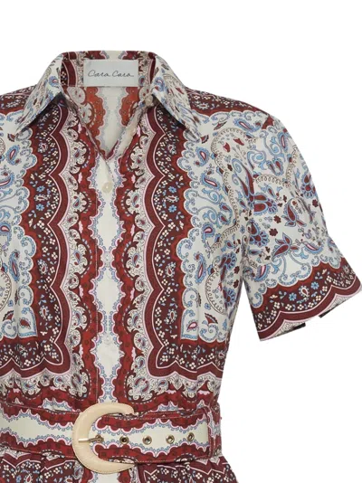 Cara Cara Malena Paisley-print Belted Mini Dress In Neutral