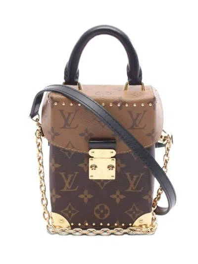 Pre-owned Louis Vuitton 2021-2025 Monogram Reverse Camera Box Satchel In Brown