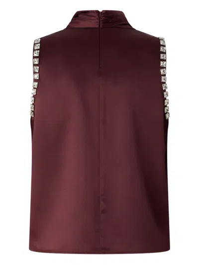 Pinko Tie-neck Satin Blouse In Burgundy