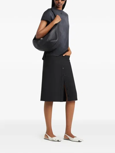 Courrèges Hobo Grained Leather Tote Bag In Black