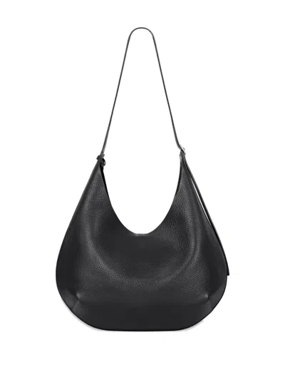 Courrèges Hobo Grained Leather Tote Bag In Black