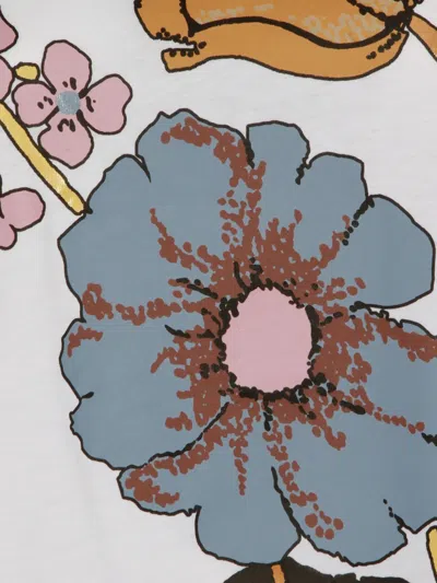 Marni Floral Print Round Neck Short Sleeve Top In White