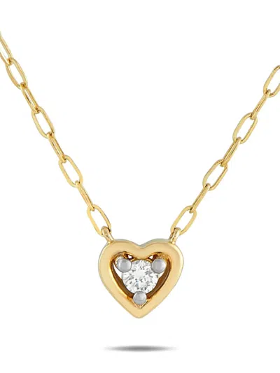 Pre-owned Lb Exclusive 14k Yellow Gold Diamond Heart-pendant Necklace