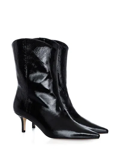 Smiling Shoes 50mm Olia Point-toe Ankle Boots In Black