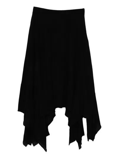 Yohji Yamamoto Wool Asymmetric Skirt In Black