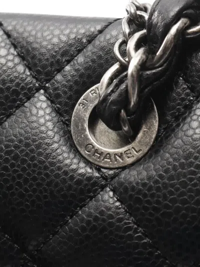 Pre-owned Chanel 2015-2016 Large Quilted Caviar City Shopping Tote Bag In Black