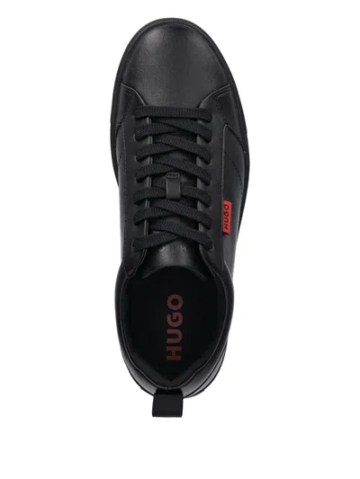 Hugo Boss Logo-patch Lace-up Sneakers In Black
