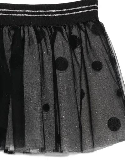 Lapin House Glitter Polka-dot Tulle Skirt In Black