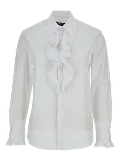 Ralph Lauren Fringe-detailed Long-sleeves Shirt In White