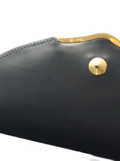 Pre-owned Cartier 2010-2025 Leather Sapphire Chain Crossbody Bag In Black