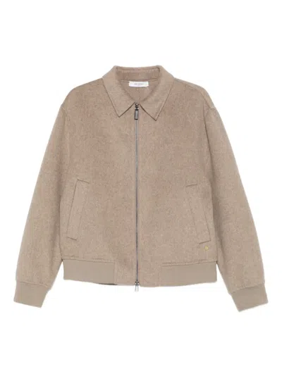 Greyed Zip-up Bomber Jacket In Neutral