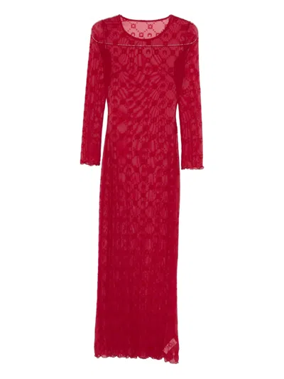 Marine Serre Patterned Long-sleeve Maxi Dress In Red