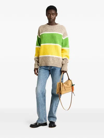 Jw Anderson Carrot Crocheted Cotton And Leather Bag Charm In Brown