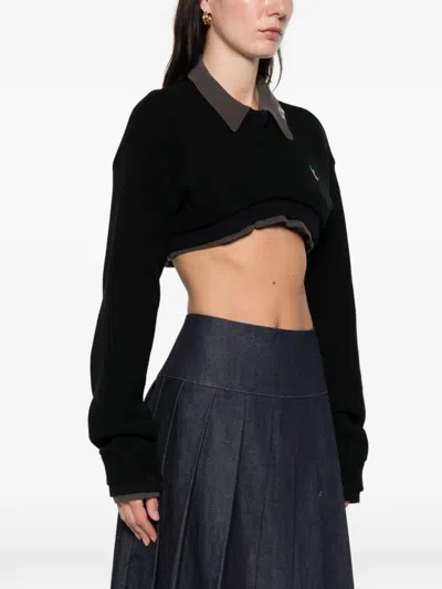 Miharayasuhiro Layered Cropped Sweater In Black