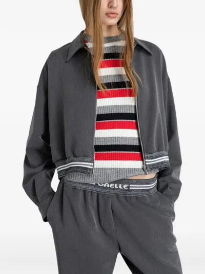 Gaëlle Zip Logo Top In Gray