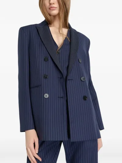 Gaëlle Pinstripe Double-breasted Blazer In Blue