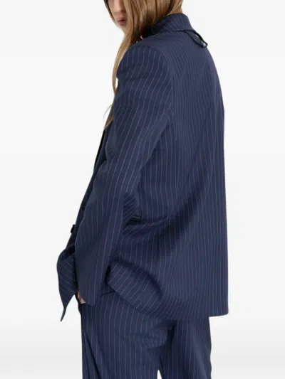 Gaëlle Pinstripe Double-breasted Blazer In Blue