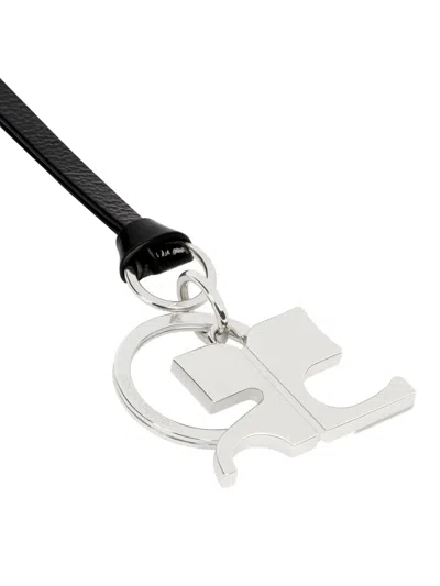 Courrèges Logo-charm Keyring In Brown