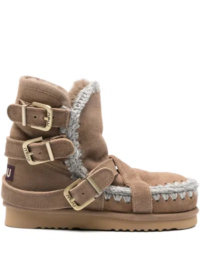 Mou Eskimo 18 Buckle Strap Boots In Brown