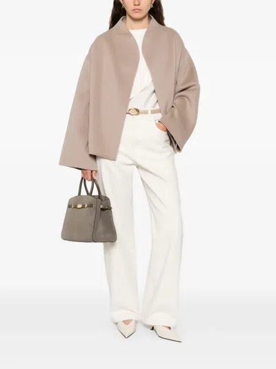 Soft Goat Open-front Short Oversized Coat In Multi