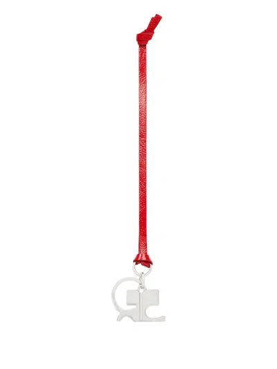 Courrèges Logo-charm Keyring In Brown