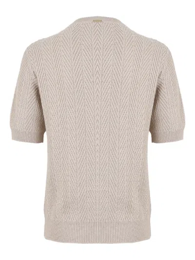 Herno Wool Knitted T-shirt In Neutral