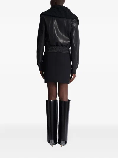 Balmain Knit-collar Button Jacket In Black