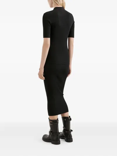 Dolce & Gabbana Ribbed Polo Top In Black