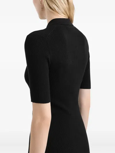 Dolce & Gabbana Ribbed Polo Top In Black