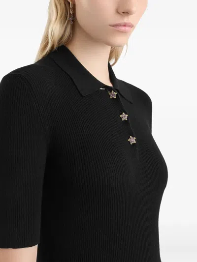 Dolce & Gabbana Ribbed Polo Top In Black