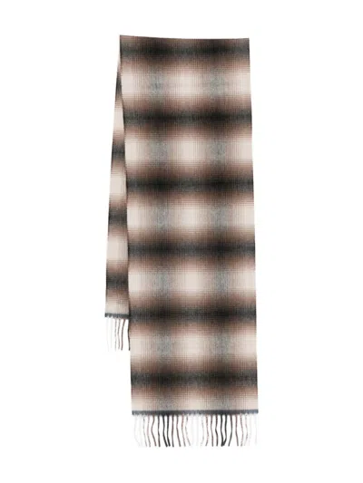 Begg X Co Plaid Fringed Scarf In Brown