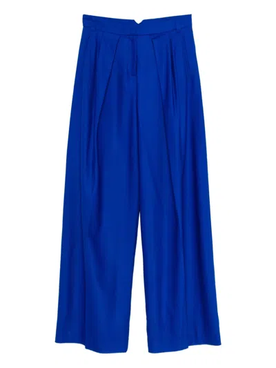 David Koma Pleated-front Trousers In Blue
