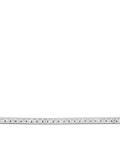 Pre-owned Lb Exclusive 14k White Gold Diamond Embellished Necklace In Silver