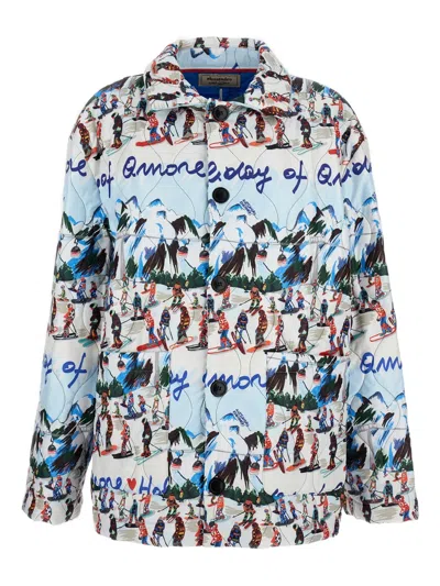 Alessandro Enriquez Printed Buttoned Jacket In Blue