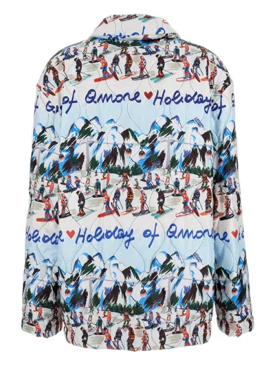 Alessandro Enriquez Printed Buttoned Jacket In Blue